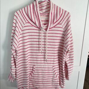 Calvin Klein Pink and White Striped Hoodie